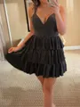 Classy A-line V-Neck Cascading Ruffles Short/Mini Corset Dress