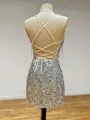 Trendy Sheath Spaghetti Straps Sequin Short/Mini Dress