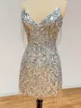 Trendy Sheath Spaghetti Straps Sequin Short/Mini Dress