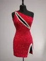 Fashion Sheath One-Shoulder Sequin Short/Mini Velvet Sequins Dress
