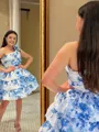 Delicate A-line One-Shoulder Cascading Ruffles Short/Mini Corset Dress