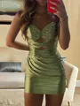 Elegant Sheath Sweetheart Pleated Short/Mini Silk Like Satin Corset Dress