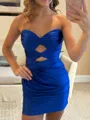Elegant Sheath Sweetheart Pleated Short/Mini Silk Like Satin Corset Dress