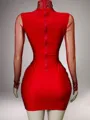 Stunning Sheath High Neck Long Sleeves Rhinestone Short/Mini Velvet Sequins Dress