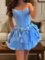 Mesmerizing A-line Straight Bow Short/Mini Taffeta Corset Dress