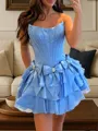 Mesmerizing A-line Straight Bow Short/Mini Taffeta Corset Dress