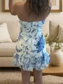 Captivating Sheath Straight Cascading Ruffles Short/Mini Corset Dress
