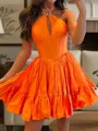 Striking A-line Halter Rhinestone Short/Mini Corset Dress