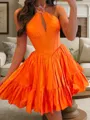Striking A-line Halter Rhinestone Short/Mini Corset Dress