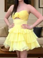 Splendiferous A-line Sweetheart Cascading Ruffles Short/Mini Chiffon Dress