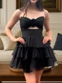 Splendiferous A-line Sweetheart Cascading Ruffles Short/Mini Chiffon Dress
