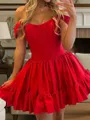 Stunning A-line Off-the-Shoulder Ruffles Short/Mini Taffeta Corset Dress