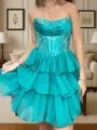 Perfect A-line Straight Cascading Ruffles Short/Mini Chiffon Corset Dress