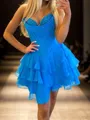 Trendy A-line Sweetheart Cascading Ruffles Short/Mini Chiffon Corset Dress