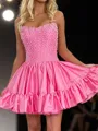 Fashion A-line Straight Beading Short/Mini Taffeta Corset Dress