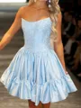 Fashion A-line Straight Beading Short/Mini Taffeta Corset Dress