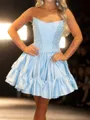 Fashion A-line Straight Beading Short/Mini Taffeta Corset Dress