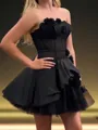 Exquisite A-line Straight Flower Short/Mini Silk Like Satin Corset Dress