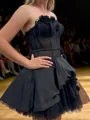 Exquisite A-line Straight Flower Short/Mini Silk Like Satin Corset Dress