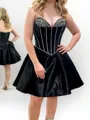 Breathtaking A-line Sweetheart Beading Short/Mini Silk Like Satin Corset Dress