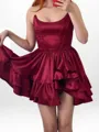 Captivating A-line Straight Ruffles Short/Mini Silk Like Satin Corset Dress