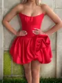 Magnificent A-line Straight Ruffles Short/Mini Satin Corset Dress