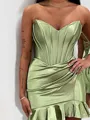 Stunning Sheath Sweetheart Pleated Short/Mini Silk Like Satin Corset Dress