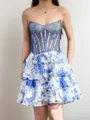Glamorous A-line Sweetheart Cascading Ruffles Short/Mini Corset Dress