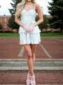 Glam A-line Sweetheart Ruffles Short/Mini Metallic Satin Corset Dress