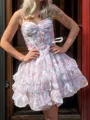 Splendid A-line Sweetheart Cascading Ruffles Short/Mini Corset Dress
