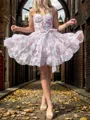 Splendid A-line Sweetheart Cascading Ruffles Short/Mini Corset Dress