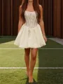 Grand A-line Straight Ruffles Short/Mini Satin Corset Dress
