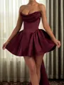 Luxurious A-line Cowl Bow Short/Mini Satin Dress
