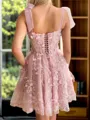 Captivating A-line Square Ruffles Short/Mini Tulle Corset Dress