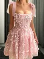 Captivating A-line Square Ruffles Short/Mini Tulle Corset Dress