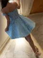 Extravagant A-line Off-the-Shoulder Ruffles Short/Mini Lace Corset Dress