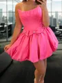 Unforgettable A-line Straight Bow Short/Mini Satin Corset Dress