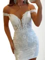 Hot Sheath Off-the-Shoulder Appliques Lace Short/Mini Lace Corset Dress