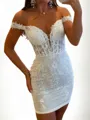 Hot Sheath Off-the-Shoulder Appliques Lace Short/Mini Lace Corset Dress