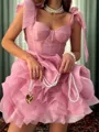 Glamorous A-line Straps Ruffles Short/Mini Tulle Corset Dress