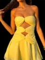 Exquisite A-line Straight Ruffles Short/Mini 30D Chiffon Dress