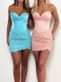 Splendid Sheath Sweetheart Appliques Lace Short/Mini Silk Like Satin Corset Dress