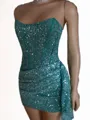 Mesmerizing Sheath Straight Sequin Short/Mini Corset Dress