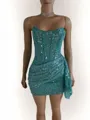 Mesmerizing Sheath Straight Sequin Short/Mini Corset Dress