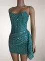 Mesmerizing Sheath Straight Sequin Short/Mini Corset Dress