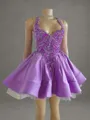 Captivating A-line Halter Beading Short/Mini Silk Like Satin Dress