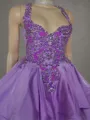 Captivating A-line Halter Beading Short/Mini Silk Like Satin Dress