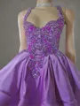 Captivating A-line Halter Beading Short/Mini Silk Like Satin Dress