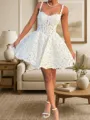 Magnificent A-line Straps Ruffles Short/Mini Lace Corset Dress