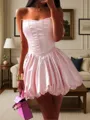 Splendiferous A-line Off-the-Shoulder Short/Mini Satin Corset Dress